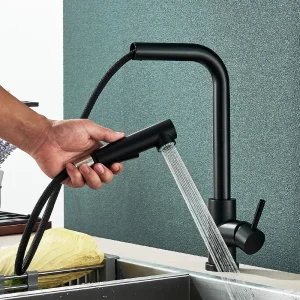 Black Flexible Pull Out Kitchen Faucet