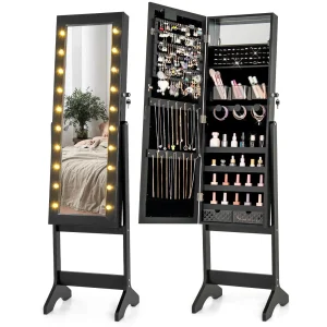 LED Mirror Jewelry Cabinet w/20 LED Lights