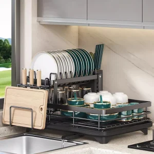 Dish Drying Rack with Dish Drainer Cutlery Storage