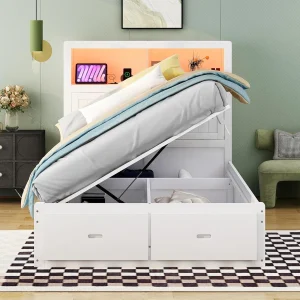 Hydraulic Platform Bed, Full Size Frame w/Storage