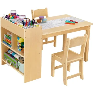 Kids Art Table and 2 Chairs, Toddler Activity