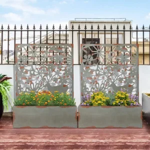 Set of 2 Wall-mounted Metal Planter Box